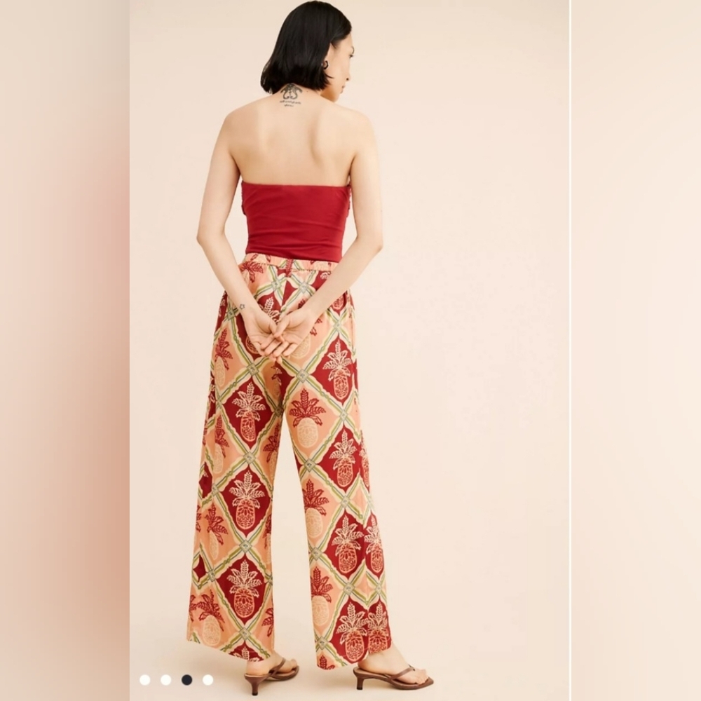 FARM Rio Pineapple Satin Wide-Leg Pants - Picture 5 of 9